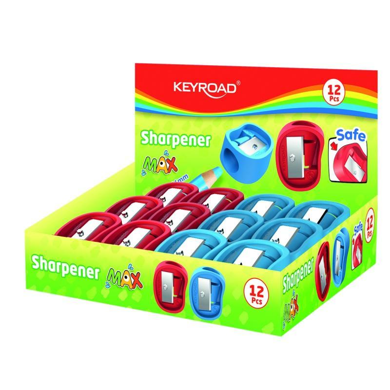 PAKIET Temperówka plastikowa KEYROAD Max, jumbo, pojedyncza, display, mix kolorów