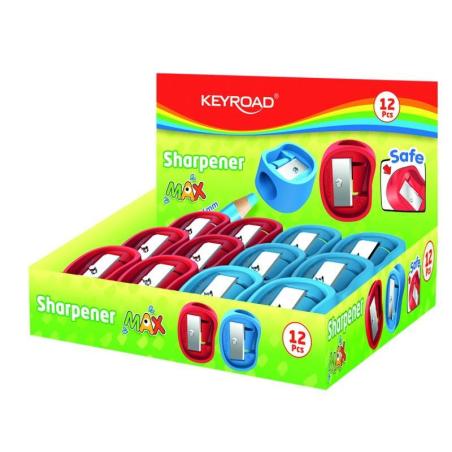 PAKIET Temperówka plastikowa KEYROAD Max, jumbo, pojedyncza, display, mix kolorów