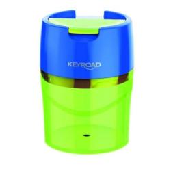 Temperówka metalowa KEYROAD Robby, podwójna, z pojemnikiem, blister, mix kolorów