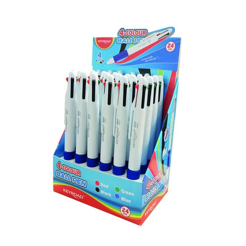 PAKIET Długopis kulkowy KEYROAD, 4-kolorowy, display