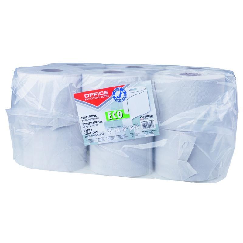 Papier toaletowy makulaturowy OFFICE PRODUCTS, 2-warstwowy, 63m, 12szt., biały