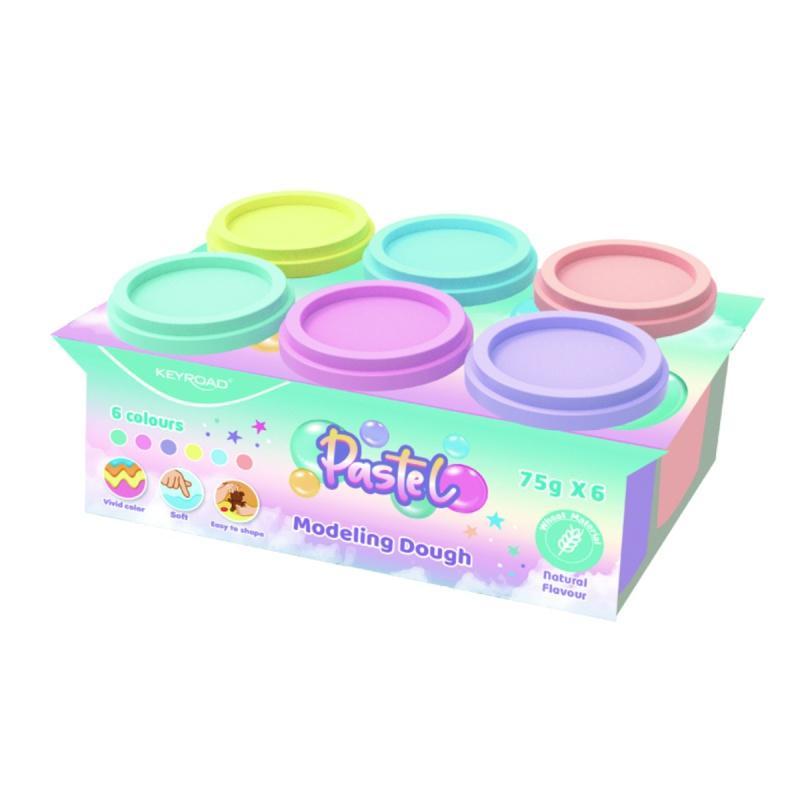 Ciastolina KEYROAD, 6 pastelowych kolorów x 75g, pudełko - 1