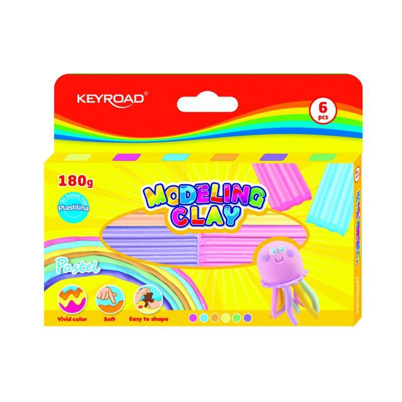 Modelina KEYROAD, 6x30g, pudełko, mix kolorów - 1