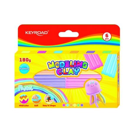 Modelina KEYROAD, 6x30g, pudełko, mix kolorów - 1