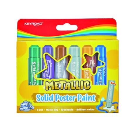 Farby plakatowe KEYROAD, w sztyfcie, metaliczne, pudełko, mix kolorów - 1