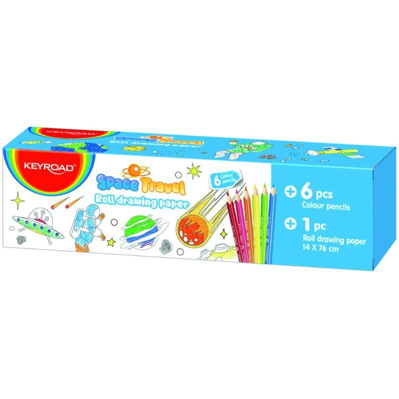 Papier do kolorowania KEYROAD, dla chłopca, mini, z 4-kolorową kredką, pudełko - 1