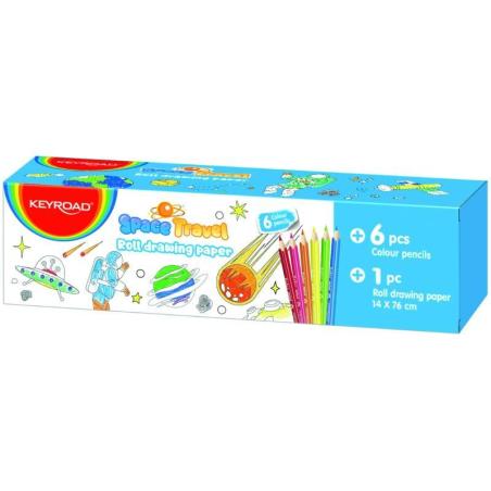Papier do kolorowania KEYROAD, dla chłopca, mini, z 4-kolorową kredką, pudełko - 1