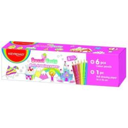Papier do kolorowania KEYROAD, dla dziewczynki, mini, z 4-kolorową kredką, pudełko - 1