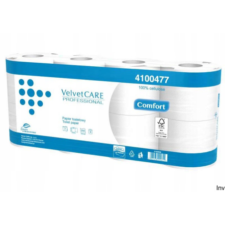 Papier toaletowy celuloza, 2 warstwy, biały, 27,5m - 250 listków (8szt) VELVET PROFESSIONAL Comfort 4100477 - 1
