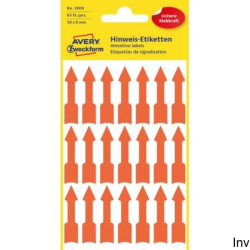 Etykiety informacyjne trwałe, strzałki, 63 etyk./op., 33 x 9 mm, czerwony odblaskowy, AVERY ZWECKFORM, 3008 - 2