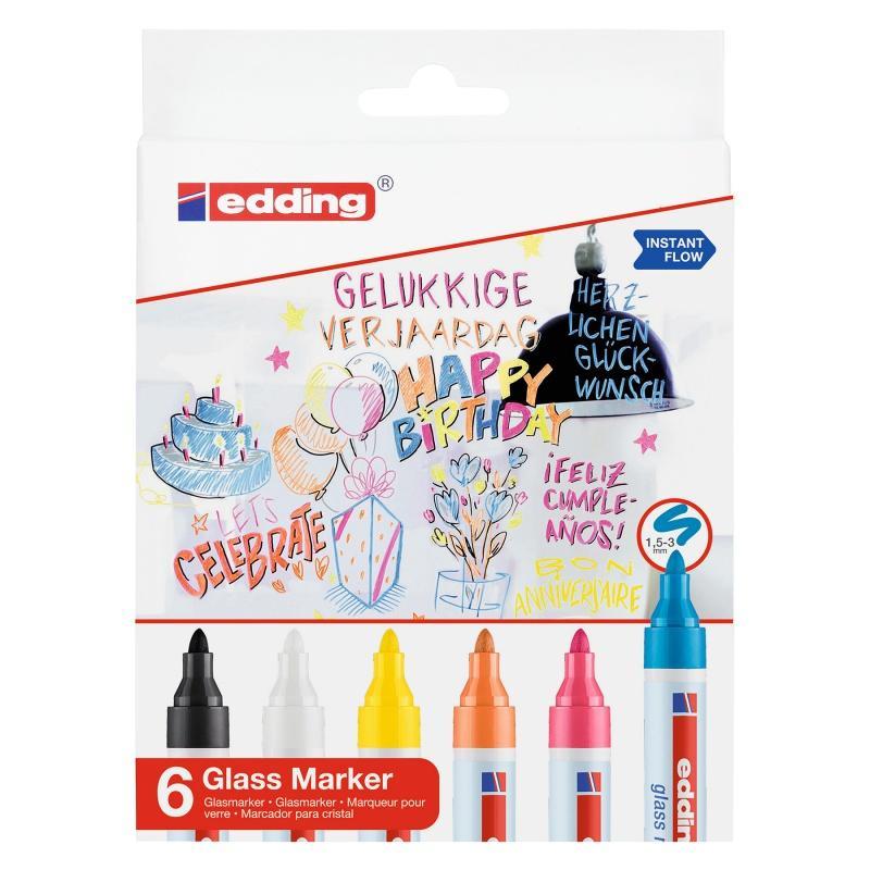 Marker do powierzchni szklanych E-95 EDDING, 1,5-3 mm, 6 szt., mix kolorów - 1