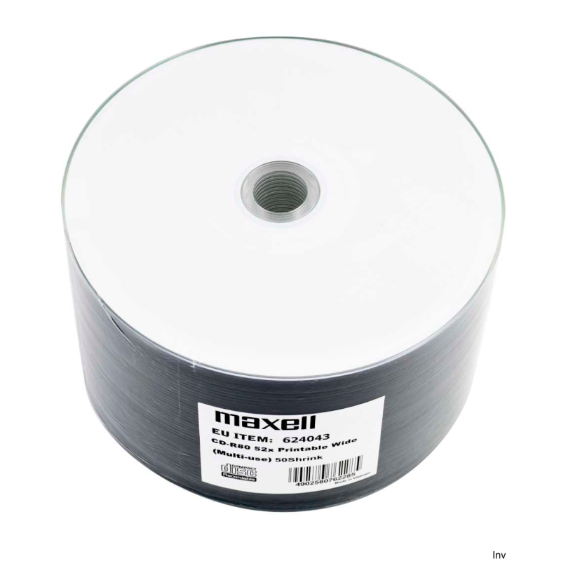 Płyta MAXELL CD-R 700MB 52X (50szt) SZPINDEL WHITE INKJET PRINTABLE do nadruku 624043.00 - 1