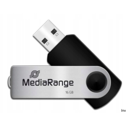 Pamięć Pendrive MediaRange 16GB USB 2.0, obracany, srebrno-czarny, MR910 - 1