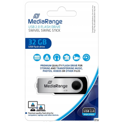 Pamięć Pendrive MediaRange 32GB USB 2.0, obracany, srebrno-czarny, MR911 - 1