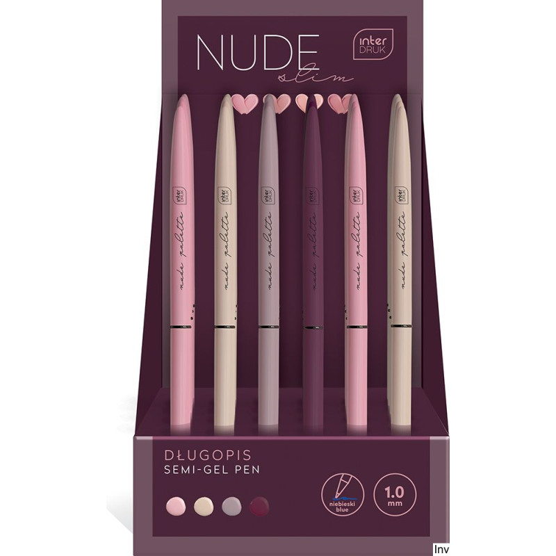 Długopis żelowy NUDE SLIM 1,0 mm mix kolor INTERDRUK - 1