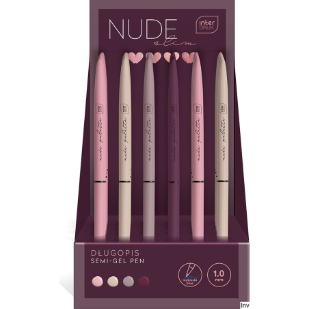 Długopis żelowy NUDE SLIM 1,0 mm mix kolor INTERDRUK - 1