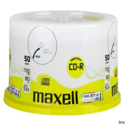 Płyta MAXELL CD-R 700MB 52x (50szt) PRINTABLE, white, do nadruku, cake 624006 - 1