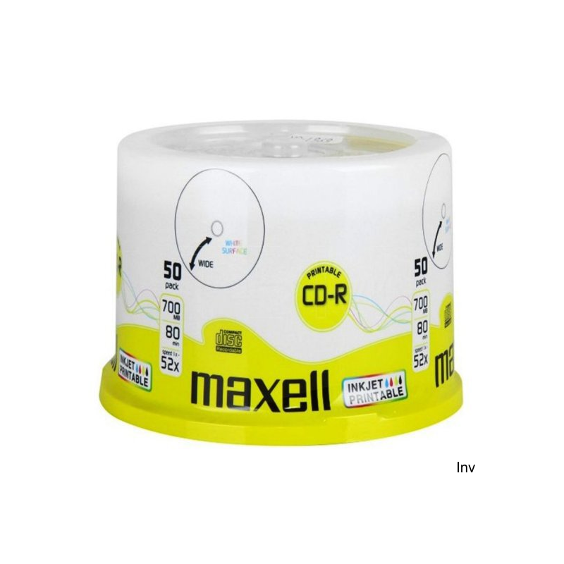 Płyta MAXELL CD-R 700MB 52x (50szt) PRINTABLE, white, do nadruku, cake 624006 - 1