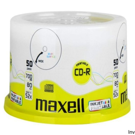 Płyta MAXELL CD-R 700MB 52x (50szt) PRINTABLE, white, do nadruku, cake 624006 - 1