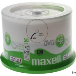 Płyta MAXELL DVD+R 4.7GB 16x, (50szt) PRINTABLE, white, do nadruku, cake 275702 - 1