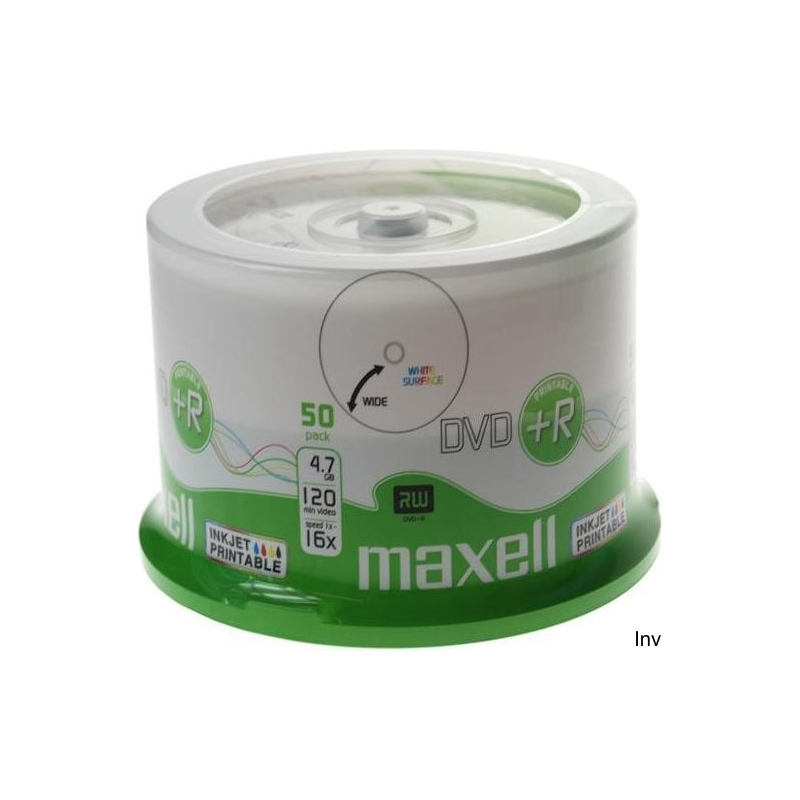 Płyta MAXELL DVD+R 4.7GB 16x, (50szt) PRINTABLE, white, do nadruku, cake 275702 - 1