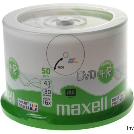 Płyta MAXELL DVD+R 4.7GB 16x, (50szt) PRINTABLE, white, do nadruku, cake 275702 - 1