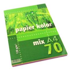 Papier kolorowy A4 120g mix kolorów (70 arkuszy) KRESKA