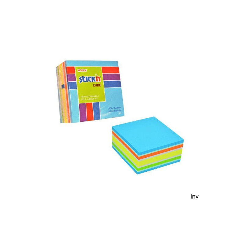 Bloczek samoprzylepny StickN 76x76 mm 400 sztuk mix niebieski/zielony