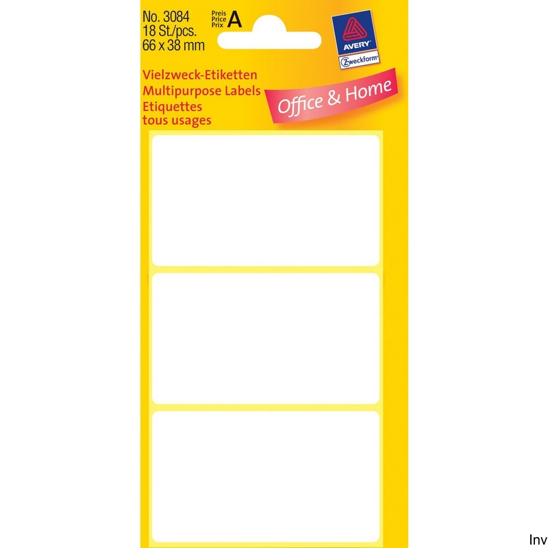 Trwałe minietykiety do opisywania ręcznego, 18 etyk./op., 76 x 39 mm, białe, AVERY ZWECKFORM, 3081 - 1