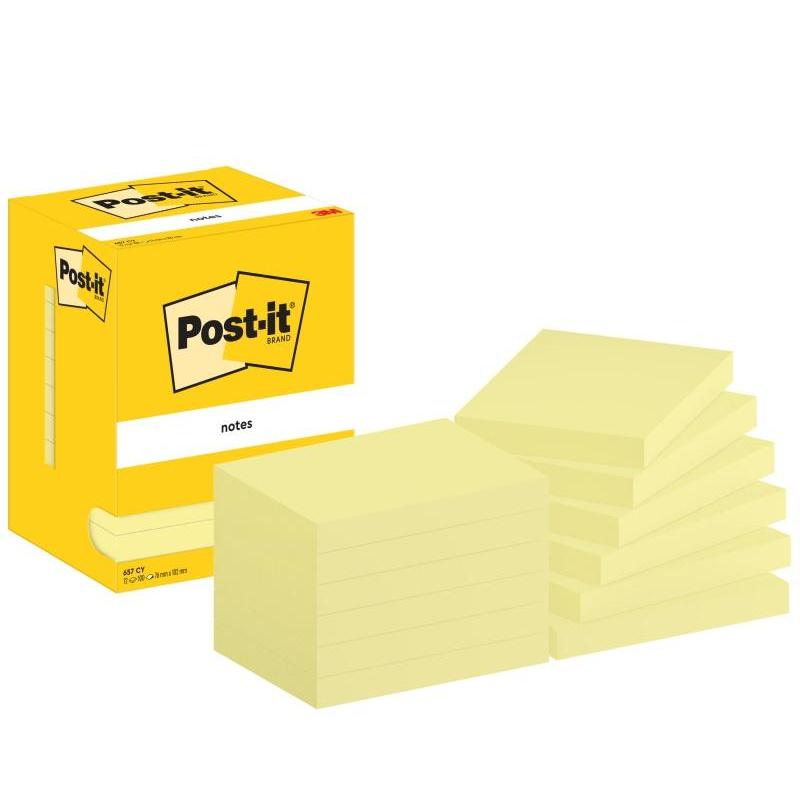 Karteczki samoprzylepne POST-IT (657), 102x76mm, 12x100 kart., żółte