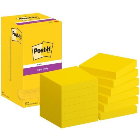Karteczki samoprzylepne POST-IT Super Sticky (654-S), 76x76mm, 12x90 kart., żółte