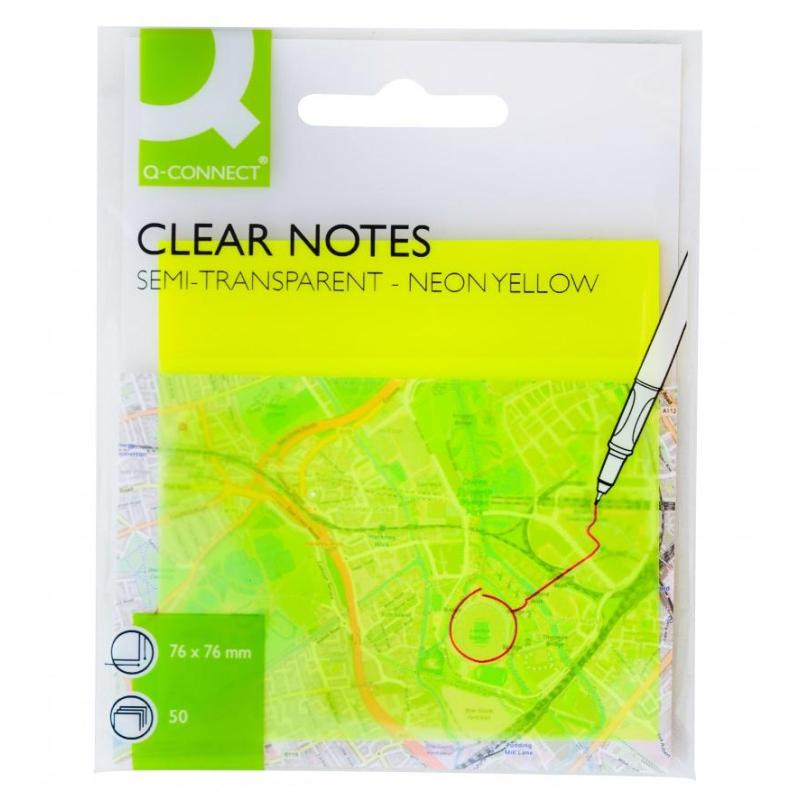 Bloczek samoprzylepny Q-CONNECT, półprzezroczysty, 76x76mm, 50k., żółty