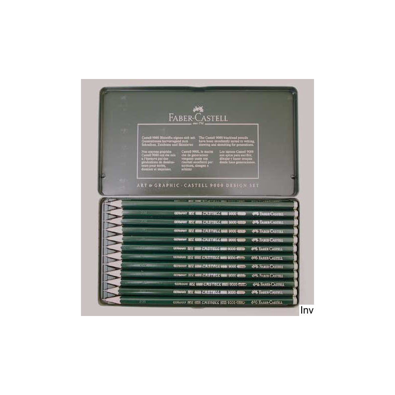 Faber-Castell Zestaw Ołówków Grafitowych Castell 9000 12 sztuk Zielony w Metalowym Opakowaniu