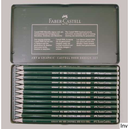 Faber-Castell Zestaw Ołówków Grafitowych Castell 9000 12 sztuk Zielony w Metalowym Opakowaniu