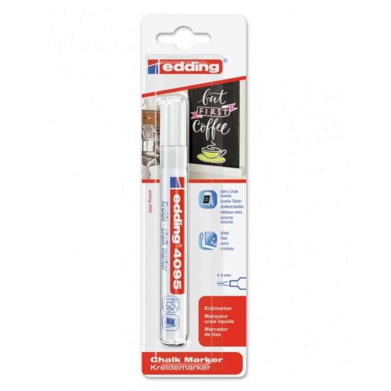 Marker kredowy e-4095 EDDING, 2-3mm, blister, biały
