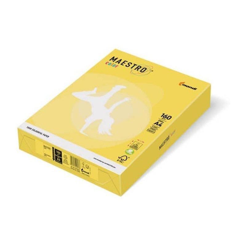 Papier A4 160g kanarkowy 250 arkuszy Maestro Color do drukarek i kopiowania