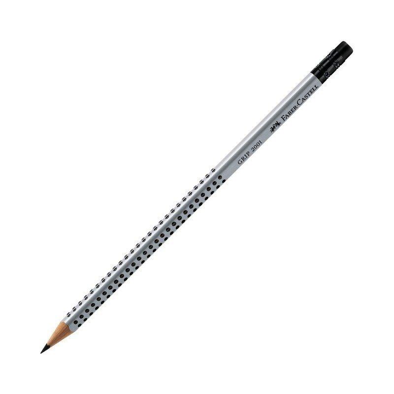 Ołówki grafitowe Faber-Castell GRIP 2001/B z gumką, ergonomiczny trójkątny kształt, dostępne w 5 twardościach