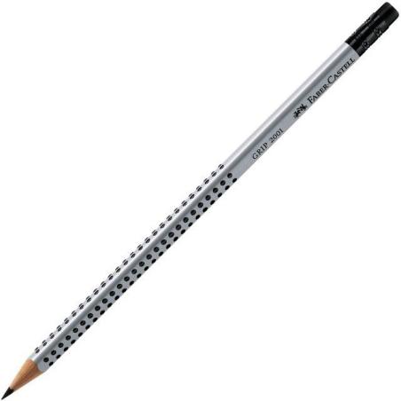 Ołówki grafitowe Faber-Castell GRIP 2001/B z gumką, ergonomiczny trójkątny kształt, dostępne w 5 twardościach