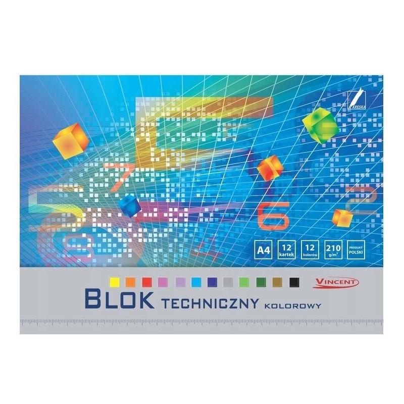 Blok techniczny kolorowy A4 210g VINCENT