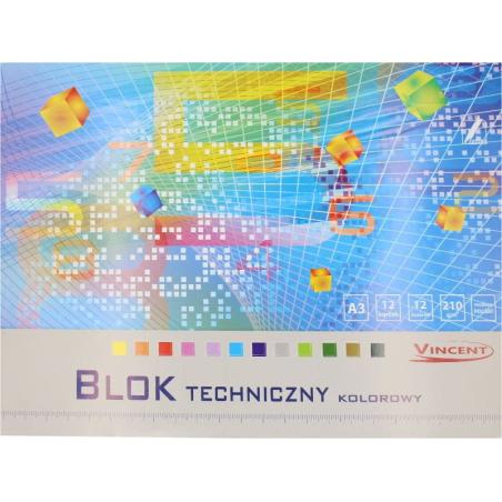 Blok techniczny kolorowy A3 210g VINCENT