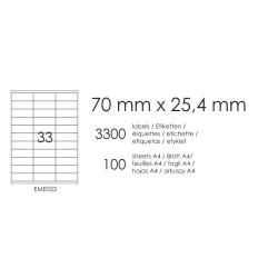 Etykiety A4 70x25,4 mm białe 033 EMERSON