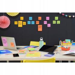 Bloczek samoprzylepny POST-IT Super Sticky BOOST, 76x76 mm, 5 sztuk po 90 kartek, neonowe kolory
