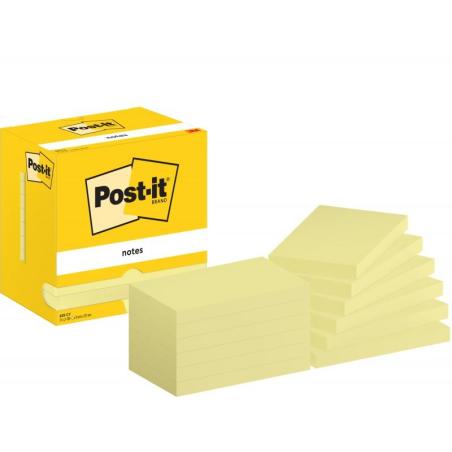 Bloczek samoprzylepny POST-IT, 76x127mm, 12x100 kart., żółty