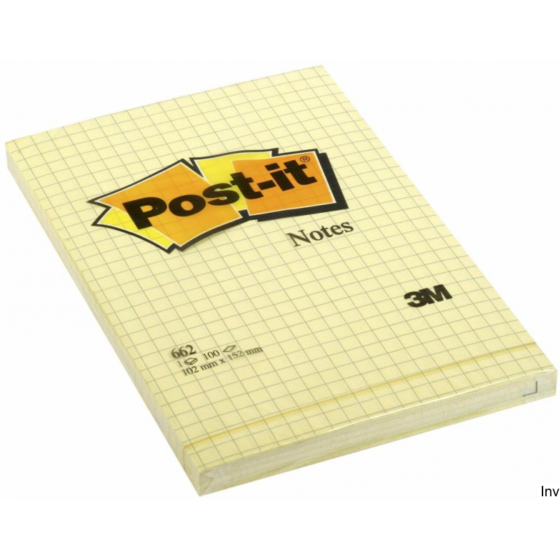 Post-It 3M Bloczek żółty 102x152mm 100 sztuk kratka