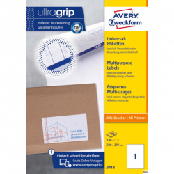 Etykiety uniwersalne Avery Zweckform 200x297 mm, 100 arkuszy, białe, do druku atramentowego i laserowego