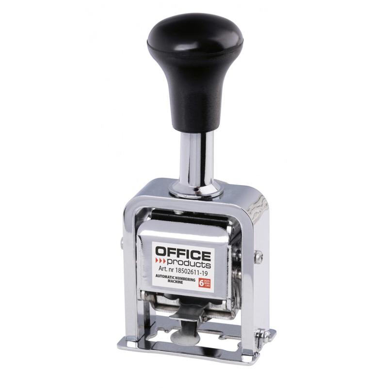 Numerator automatyczny OFFICE PRODUCTS, 6 cyfr, wys. liczb 4,5mm, srebrny