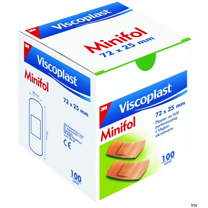 Plastry VISCOPLAST MINIFOL 72x25 mm, 100 sztuk - wodoodporne, hipoalergiczne, z mikroperforacją