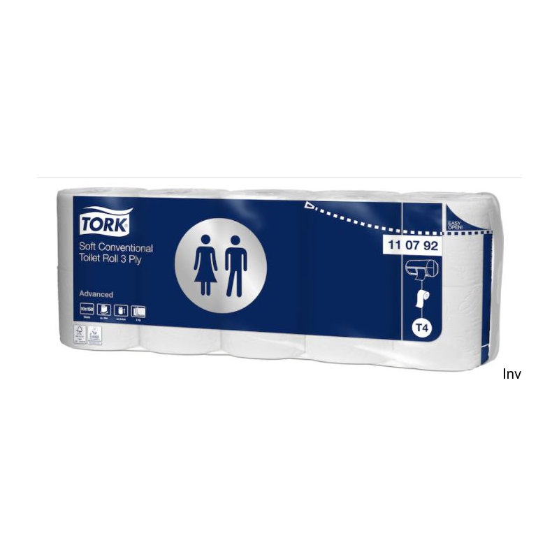 Papier toaletowy Tork Premium, 3 warstwy, biały, makulatura, 19,4 m, 70 rolek, system T4