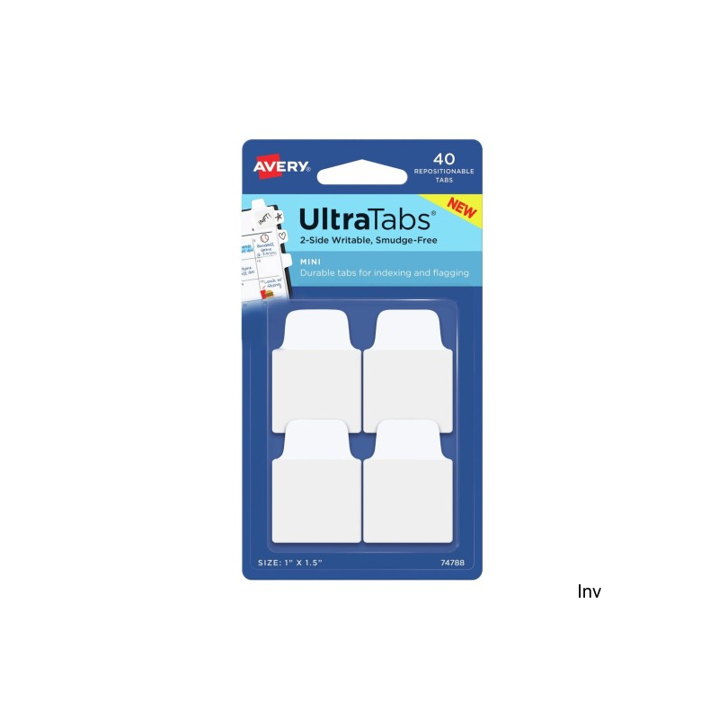 Avery Zweckform Ultra Tabs - samoprzylepne zakładki indeksujące białe 25,4x38 mm, 40 sztuk