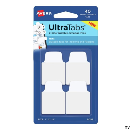 Avery Zweckform Ultra Tabs - samoprzylepne zakładki indeksujące białe 25,4x38 mm, 40 sztuk